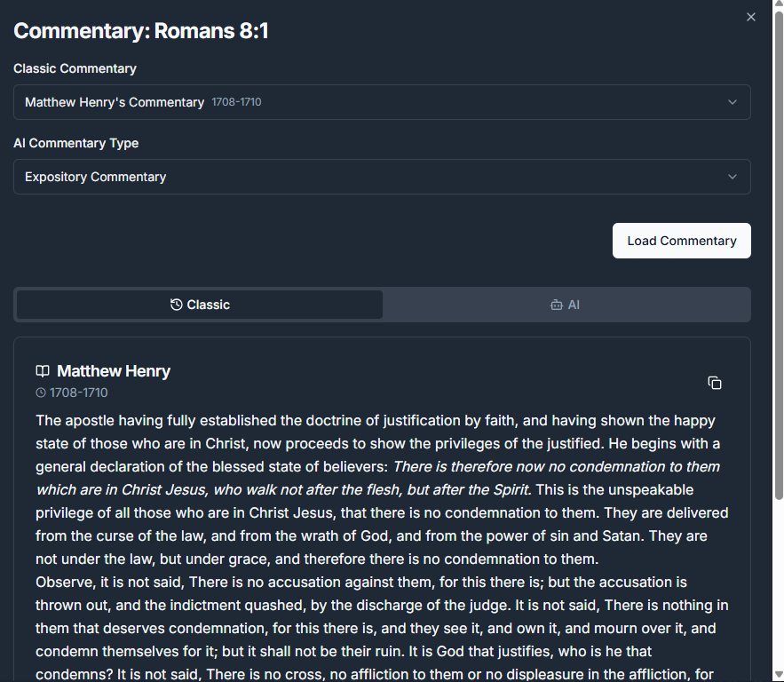 Commentary and Research Interface