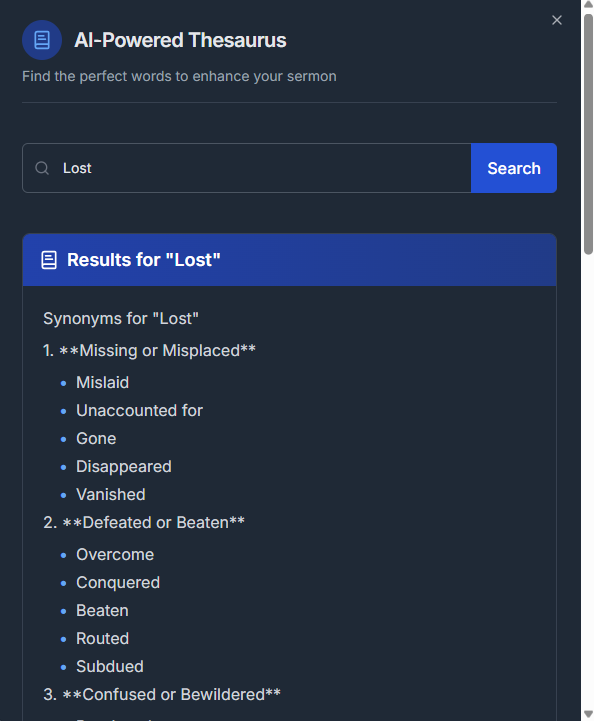 Thesaurus & Word Tools